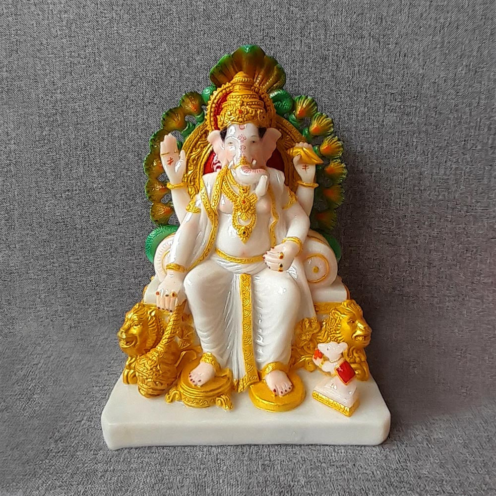 Lalbaug Ganesha White & Gold SP22 By Satgurus