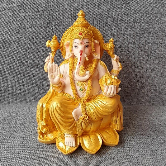 Ganesha Sitting Lotus  Base Gold SP22 by Satgurus
