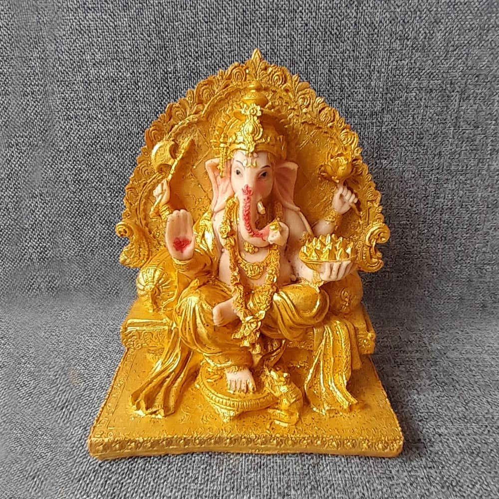 Ganesha On Singhasan Gold SP22 by Satgurus