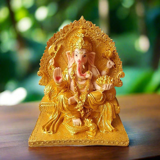 Ganesha On Singhasan Gold SP22 by Satgurus