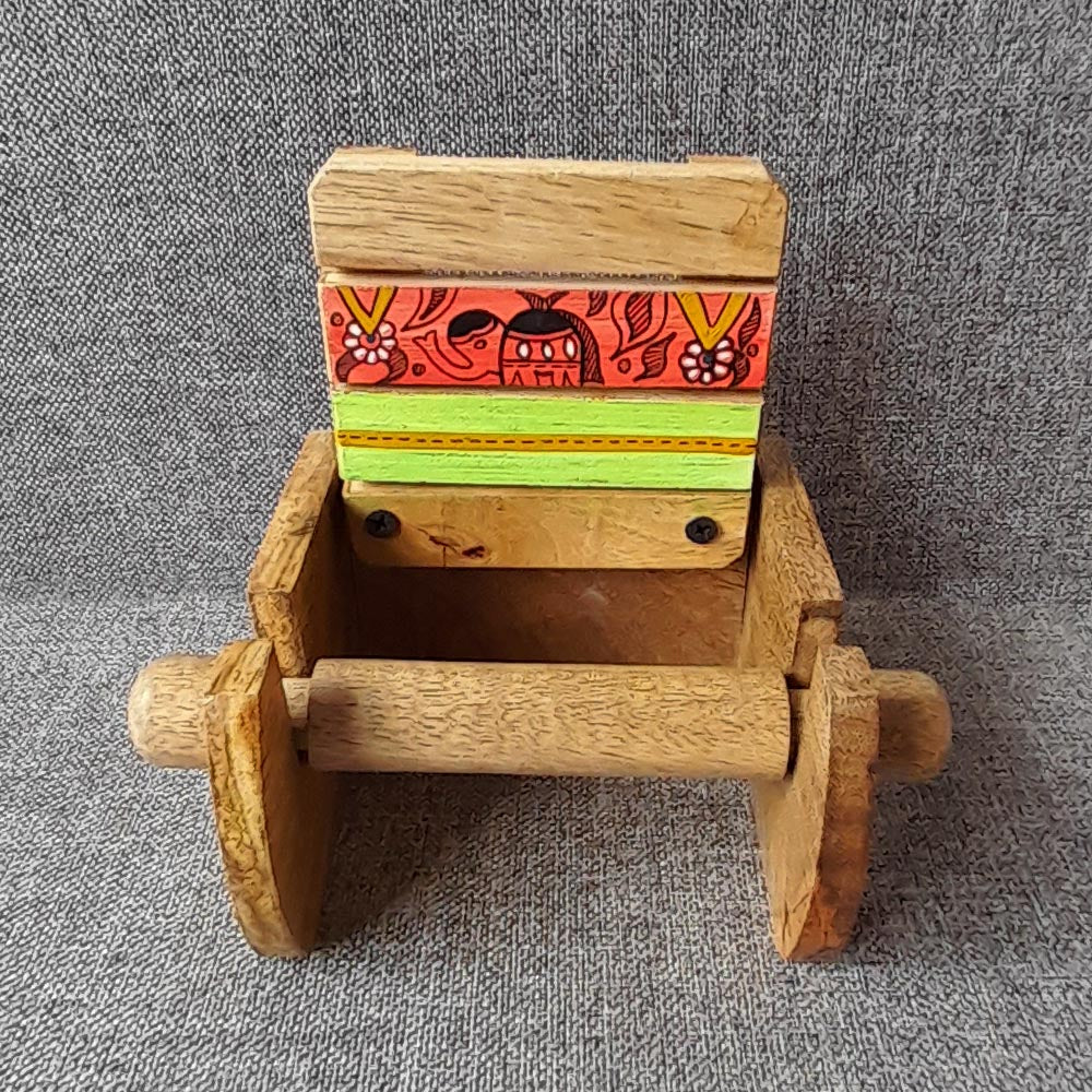 Tissue Roll/Towel Holder Handcrafted In Wood With Madhubani Art By Satgurus