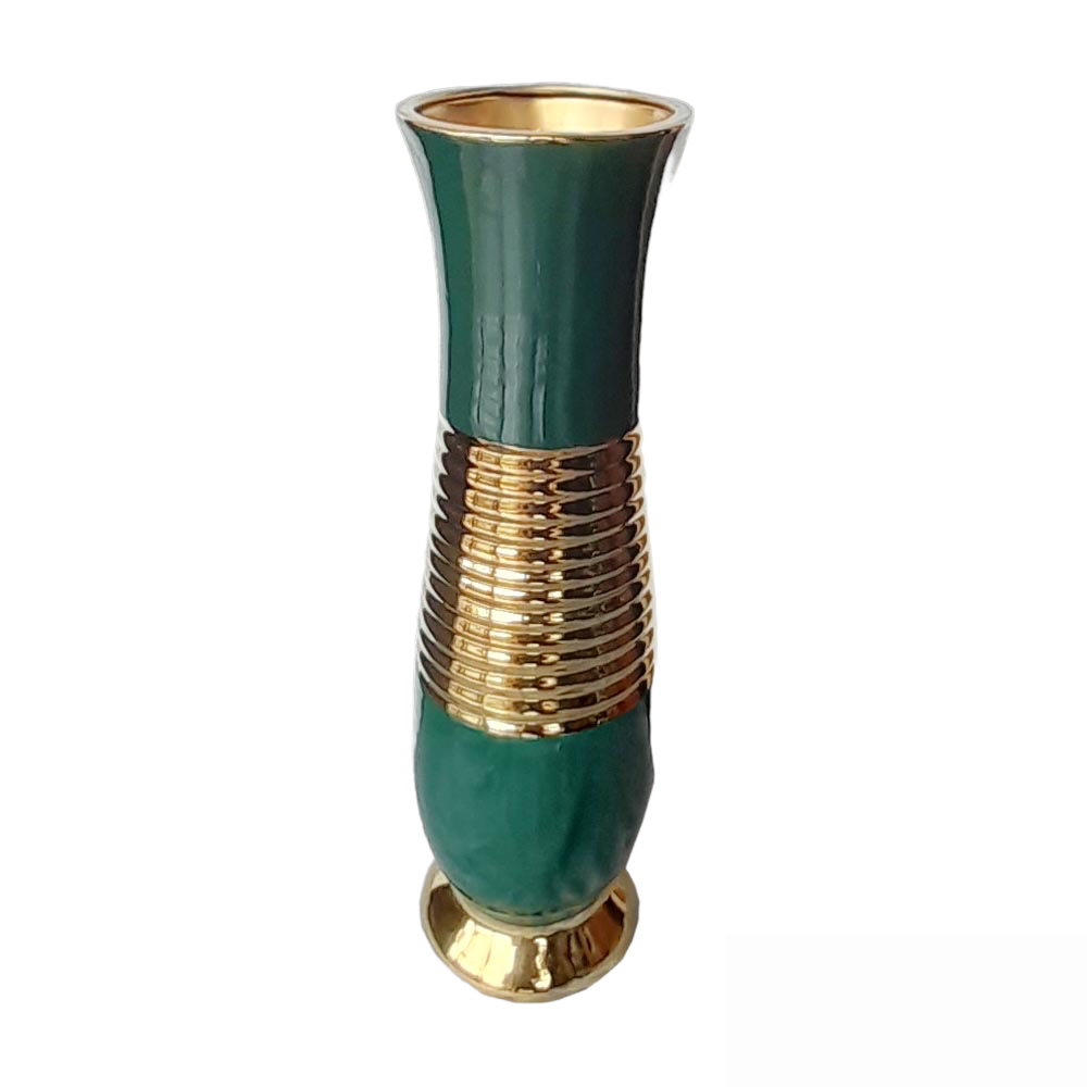 Vase in Green/Gold Finish by Satgurus