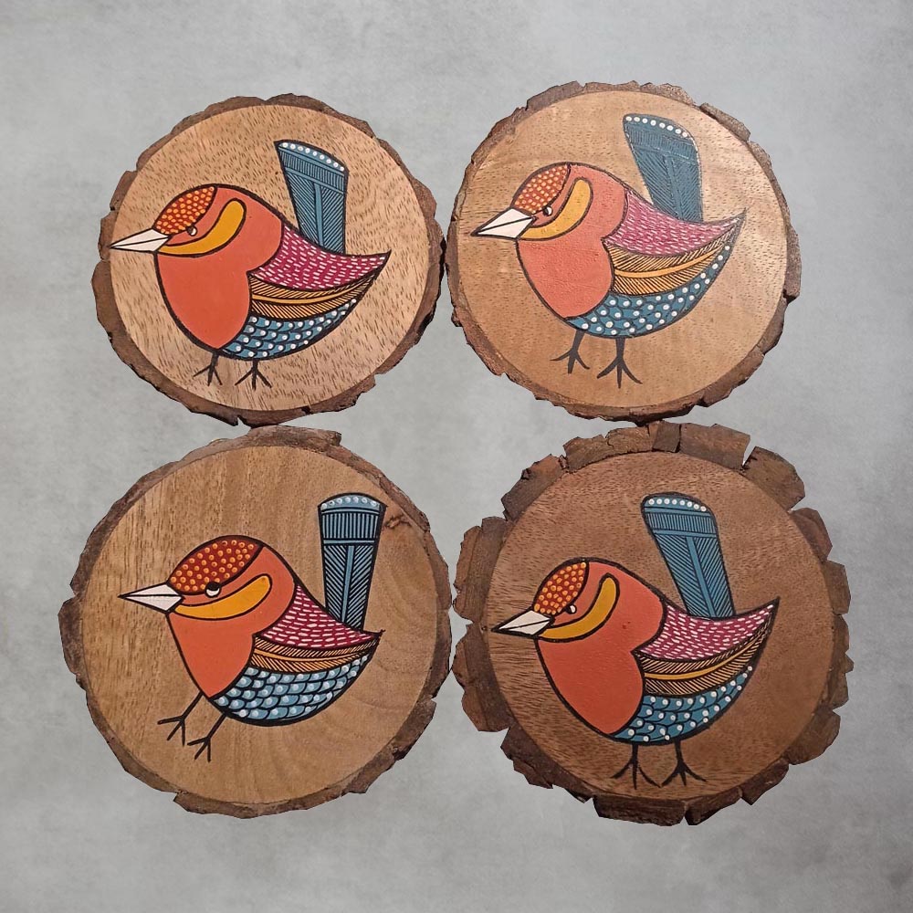 New Log Sparrow Coaster Set Of 4 by Satgurus