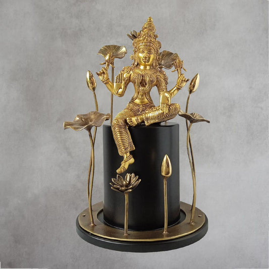 Brass Laxmi On Flower by Satgurus