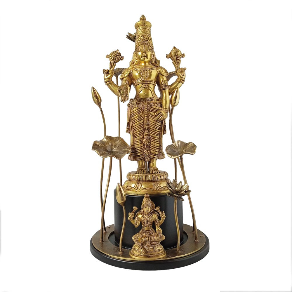 Brass Vishnu With Flowers by Satgurus