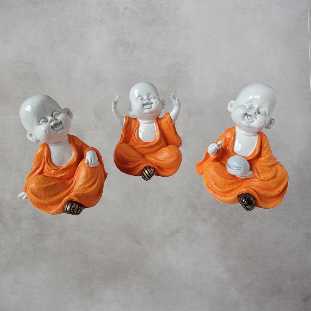 Monk Set Of 3 In Orange / White by Satgurus