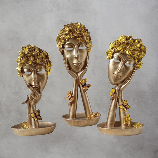 Lady Faces On hand Set Of 3 by Satgurus