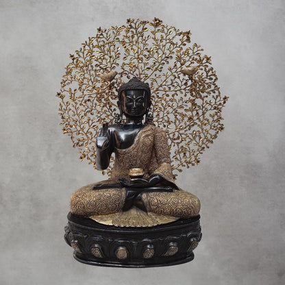 Brass Buddha Sitting Under Tree by Satgurus