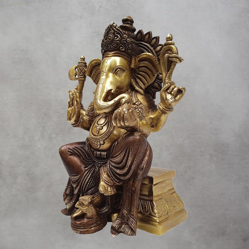Brass Ganesh Sitting by Satgurus