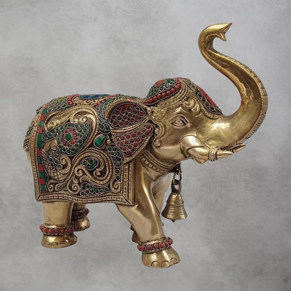 Brass Elephant Bell Carving by Satgurus