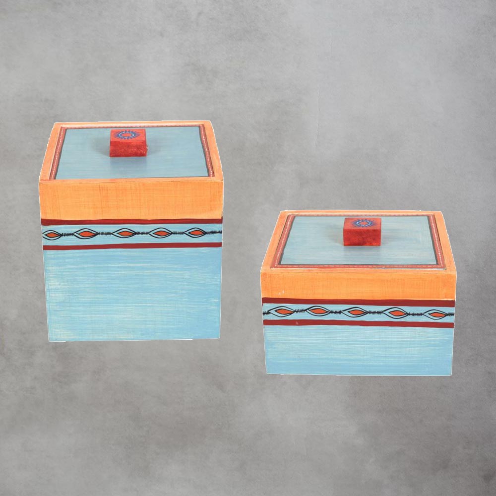 Handcrafted Utility Storage Boxes / Blue / Set Of 2 by Satgurus