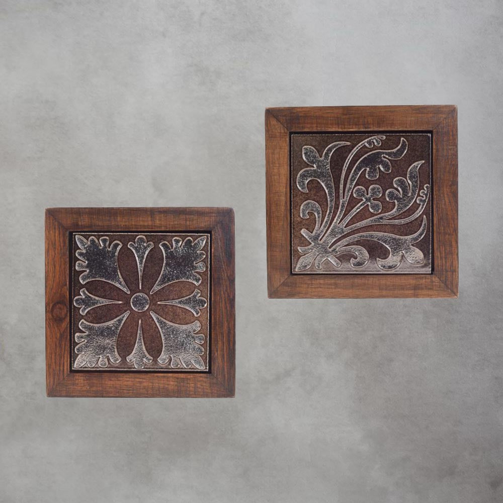 Brown Orchids Handcrafted Wall Art Set Of 2 by Satgurus