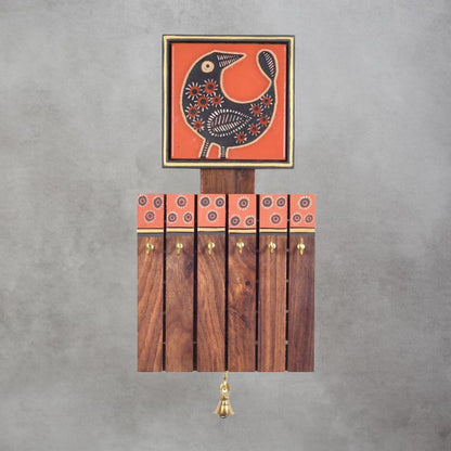 Pichhwai Handcrafted Tiles Key Holder Panel With 6 Hooks by Satgurus