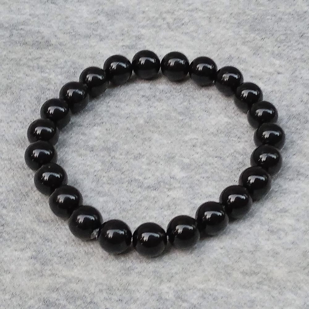 Black Tourmaline bracelet – Rounded Faceted – 1pc - Moksa