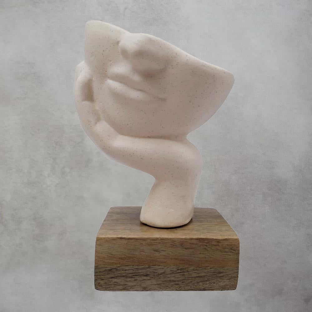 Restive Face Ecomix Sculpture In White by Satgurus