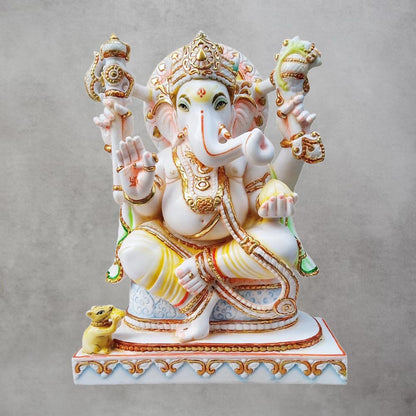 Culture Marble Ganesha Sitting by Satgurus