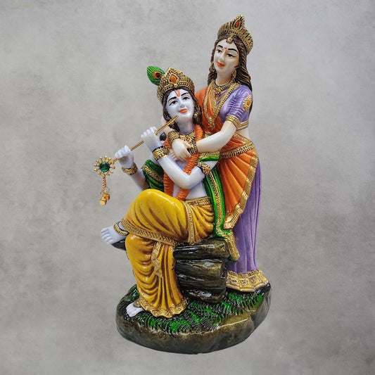 Radha Krishna Sitting On Stone by Satgurus