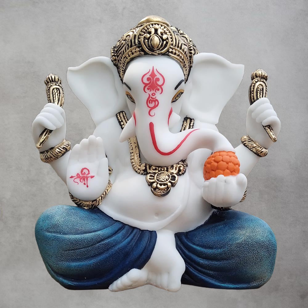 Sumukh Ganesha In White / Blue by Satgurus