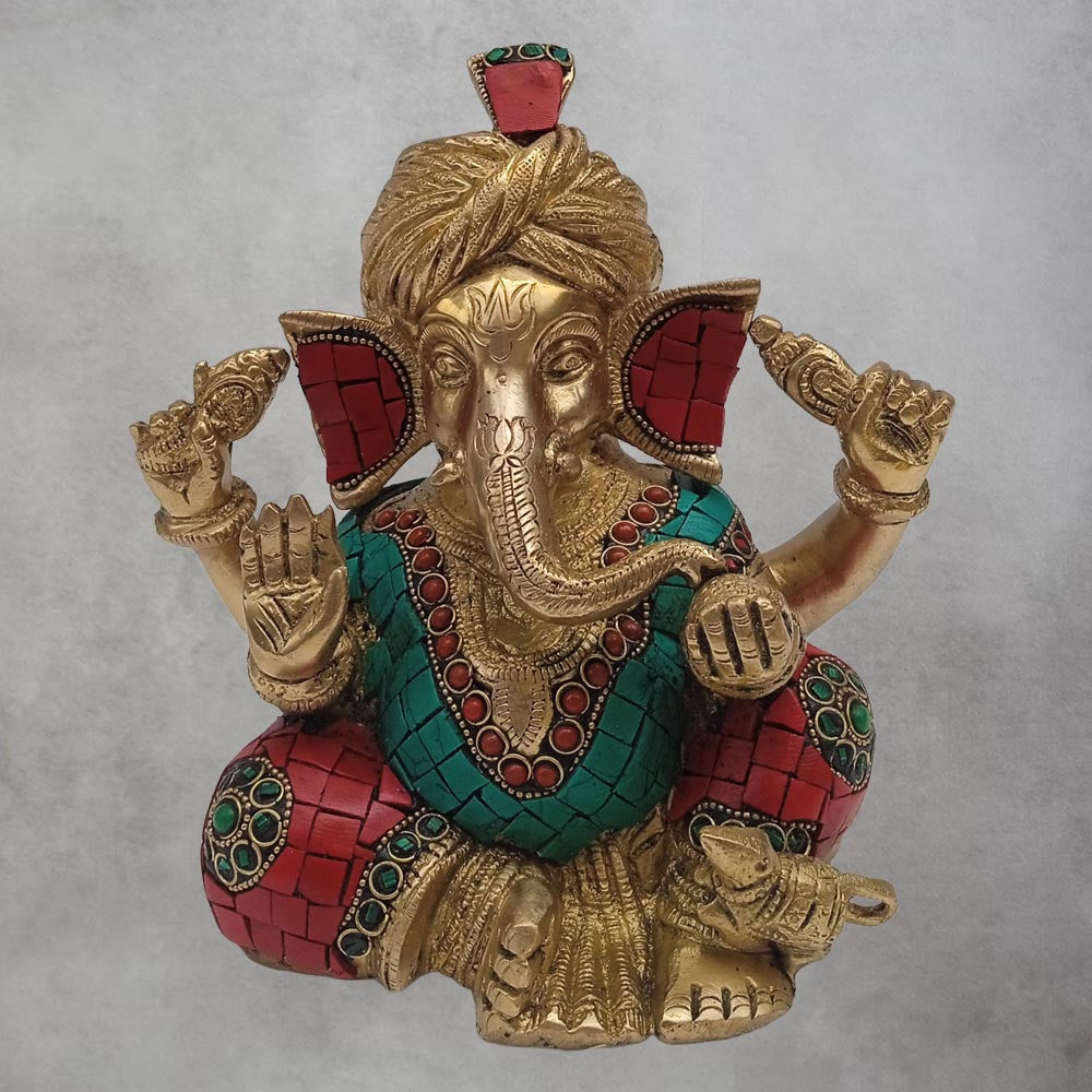 Brass Pagdi Ganesha - B by Satgurus
