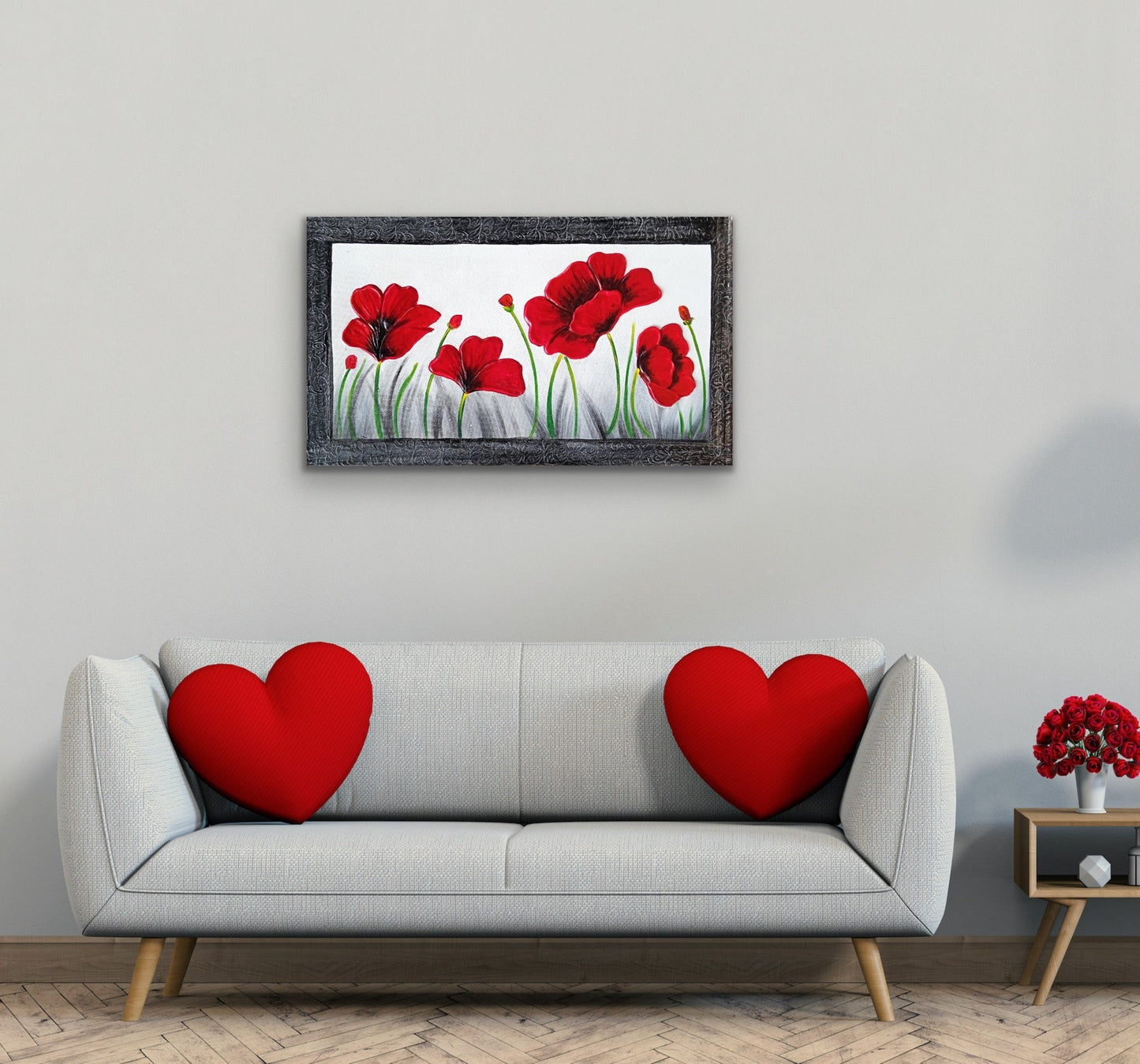 Flowers Red Canvas Painting by Satgurus