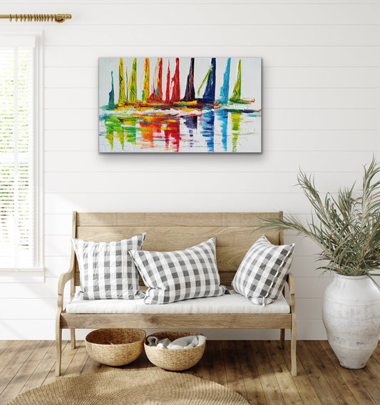 White Abstract Canvas Painting by Satgurus