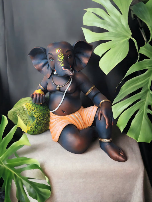 Sitting Ganesha With Mouse / Grey by Satgurus