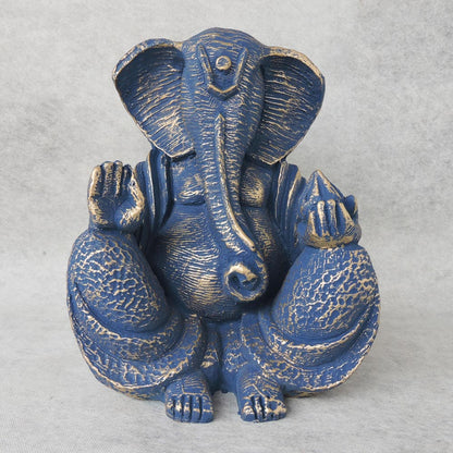 Abstract Blessing Ganesha  / Antique Blue Finish by Satgurus