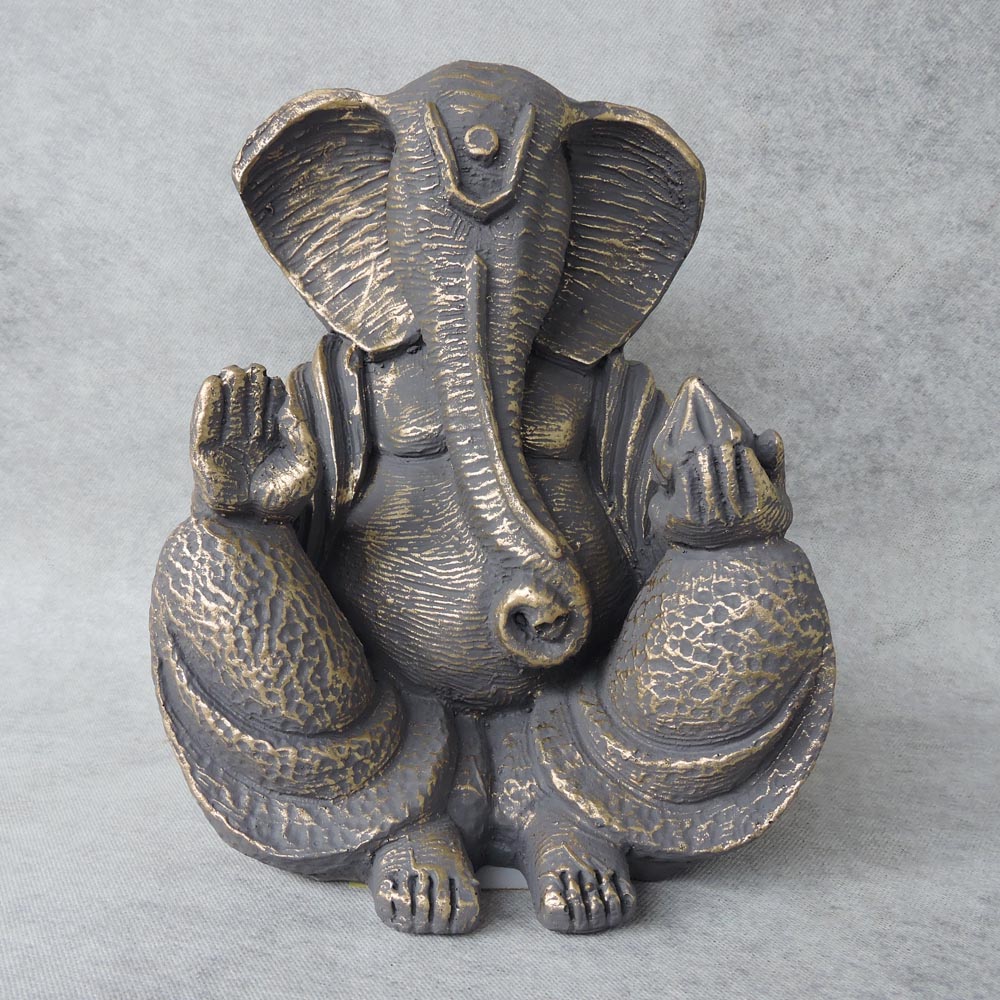Abstract Blessing Ganesha  / Antique Gold Finish by Satgurus
