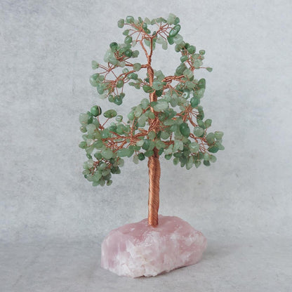 Green Jade Tree With Rose Quartz Base by Satgurus